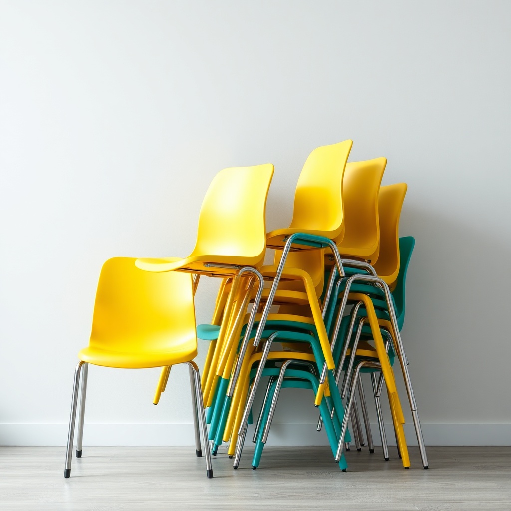 Chaises de conférence pour écoles empilables et modulables en polypropylène coloré pour l'optimisation d'espace scolaire